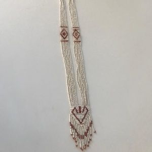 White and brown bead necklace